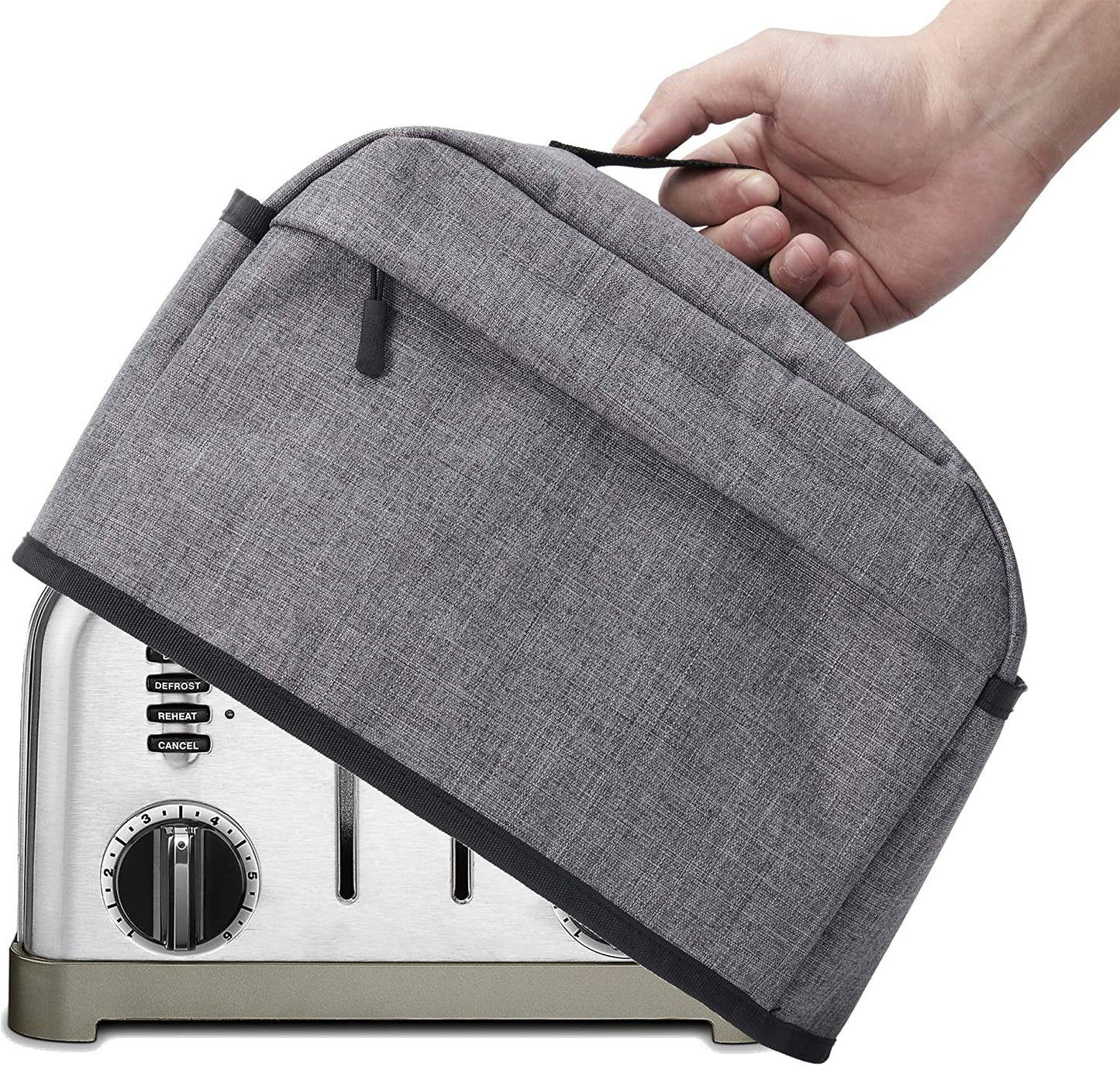 VOSDANS 2 Slice Toaster Cover with Removable Bottom 2-In-1 Toaster Bag with Pockets Toaster Storage Bag with Handle, Dust and Fingerprint Protection, Machine Washable, Black (Patent Design)