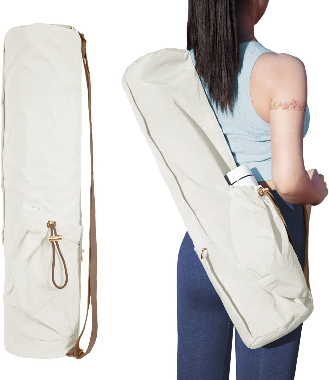 Enjoyactive Yoga Mat Bag | Premium, Waterproof, Multi Pockets, Adjustable Strap | 2 Size for 1/4" or 1/2" Thick Yoga Mat Carrier | Perfect Yoga Bag to Gym Class Beach Park Travel for Women & Men