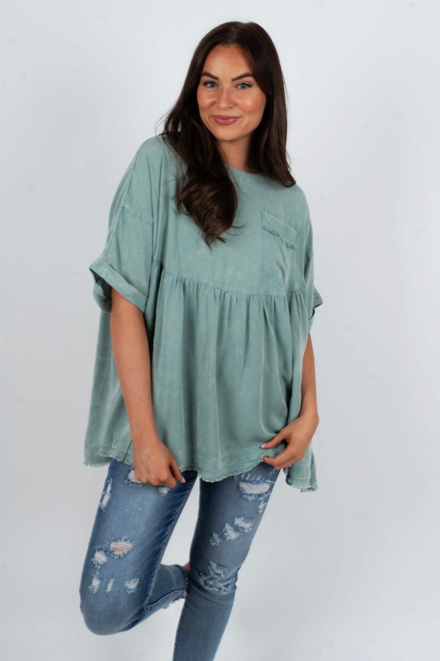 Washed In Love Top (Sage)