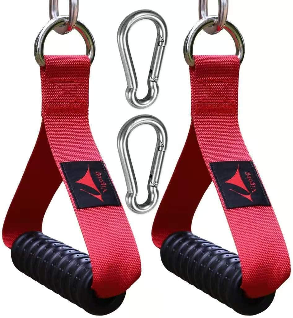 Vigoog Heavy Duty Gym Exercise Handles Attachment for Cable Machine,Resistance Band,Pulley System Home Fitness Workout Equipment, with Elastic Rubber Grip and 2 Large Carabiners