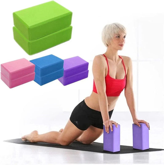 Yoga Block (Set of 2) - EVA Foam Block Soft Surface Foam Bolster Pillow Cushion Exercise Gym Training Pilates Meditation