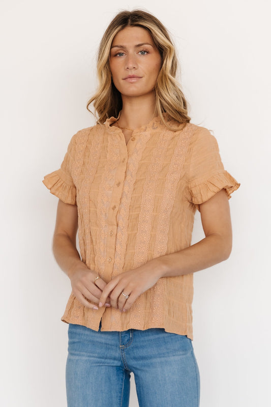Zara Lace Top | Camel - Baltic Born